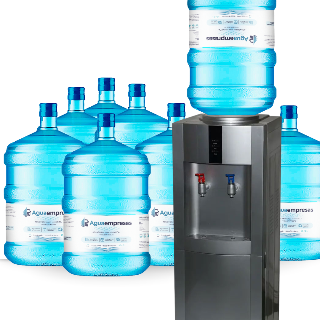 Pack Inicial Dispensador pedestal compresor + 7 Bidones 20 Litros