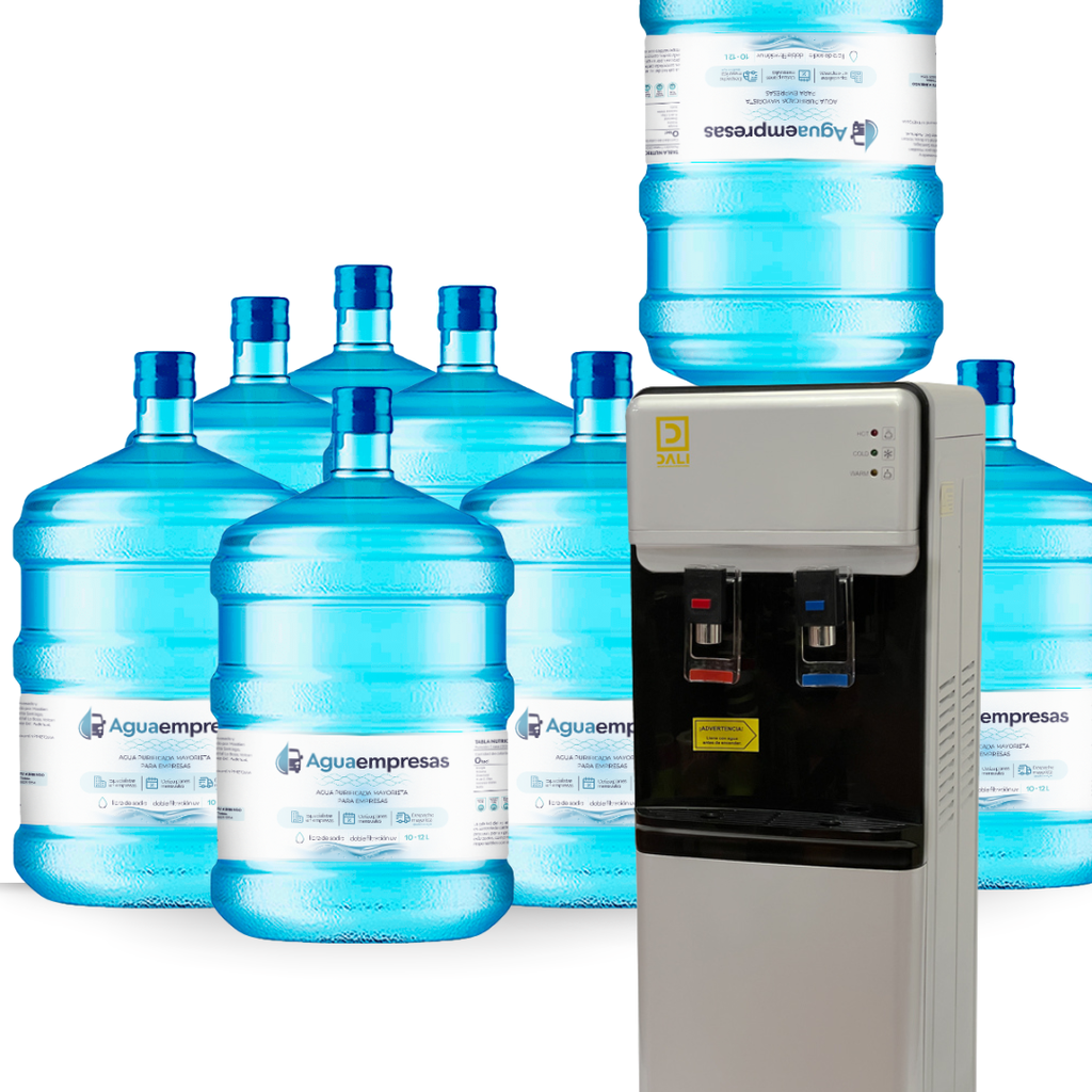 Pack Inicial Dispensador Bidon oculto + 7 Bidones 20 Litros