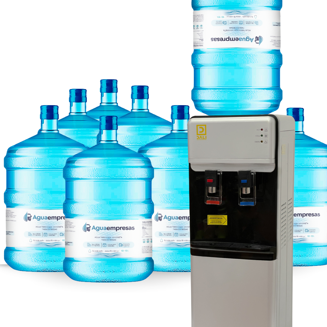 Pack Inicial Dispensador Bidon oculto + 7 Bidones 20 Litros