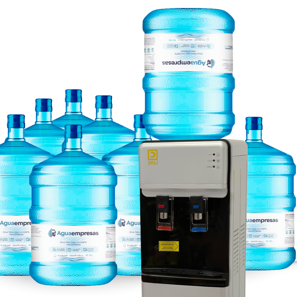 Pack Inicial Dispensador Bidon oculto + 7 Bidones 20 Litros