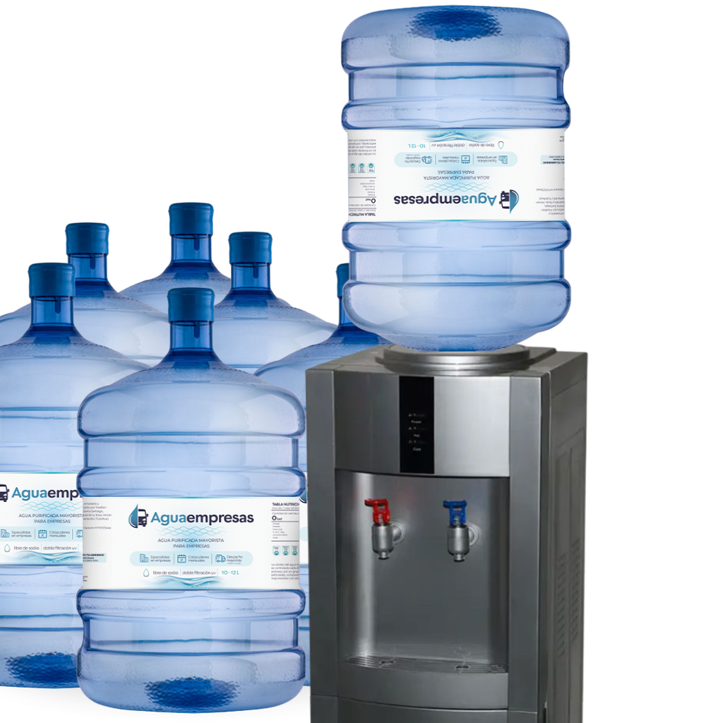 Pack Inicial Dispensador pedestal compresor + 7 Bidones 20 Litros