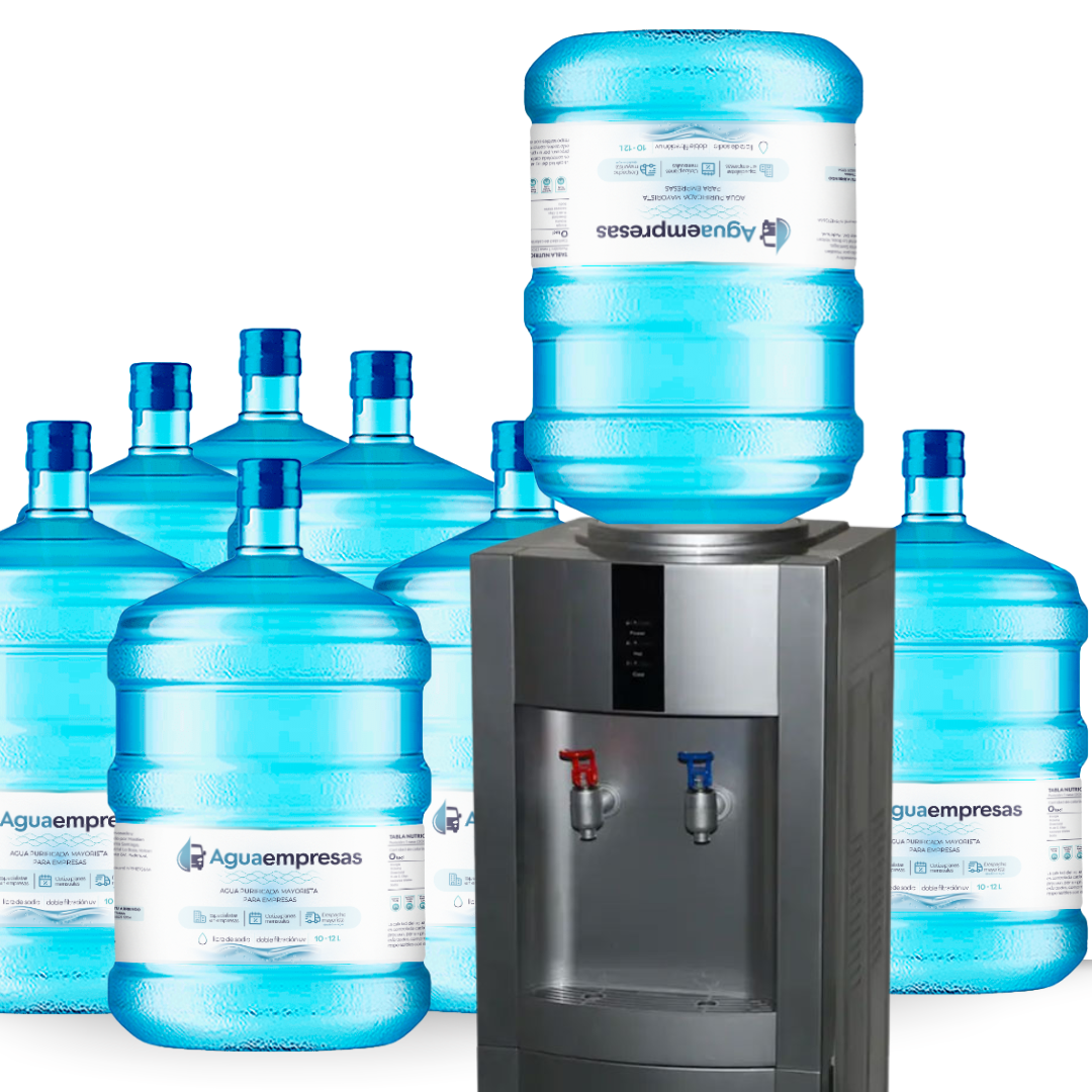 Pack Inicial Dispensador pedestal compresor + 7 Bidones 20 Litros